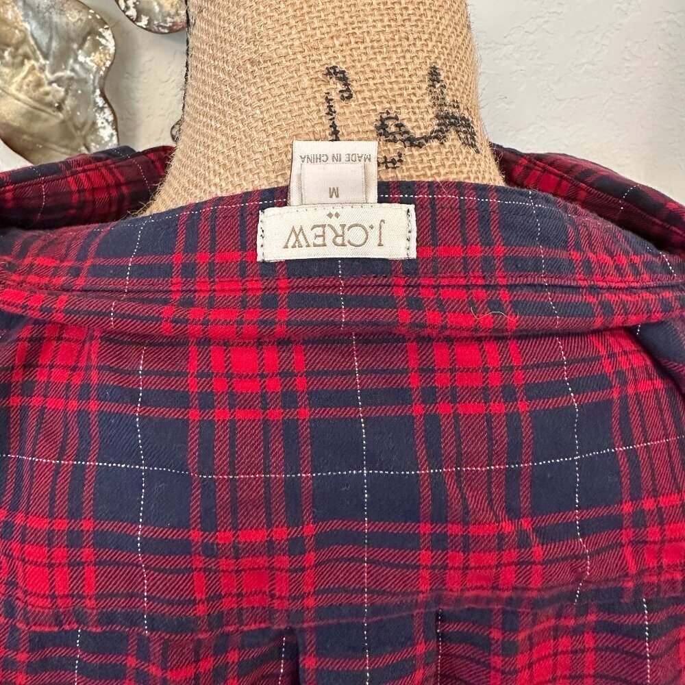 J.Crew Red & Navy Plaid Tunic Shirt - Size M - Picture 5 of 5